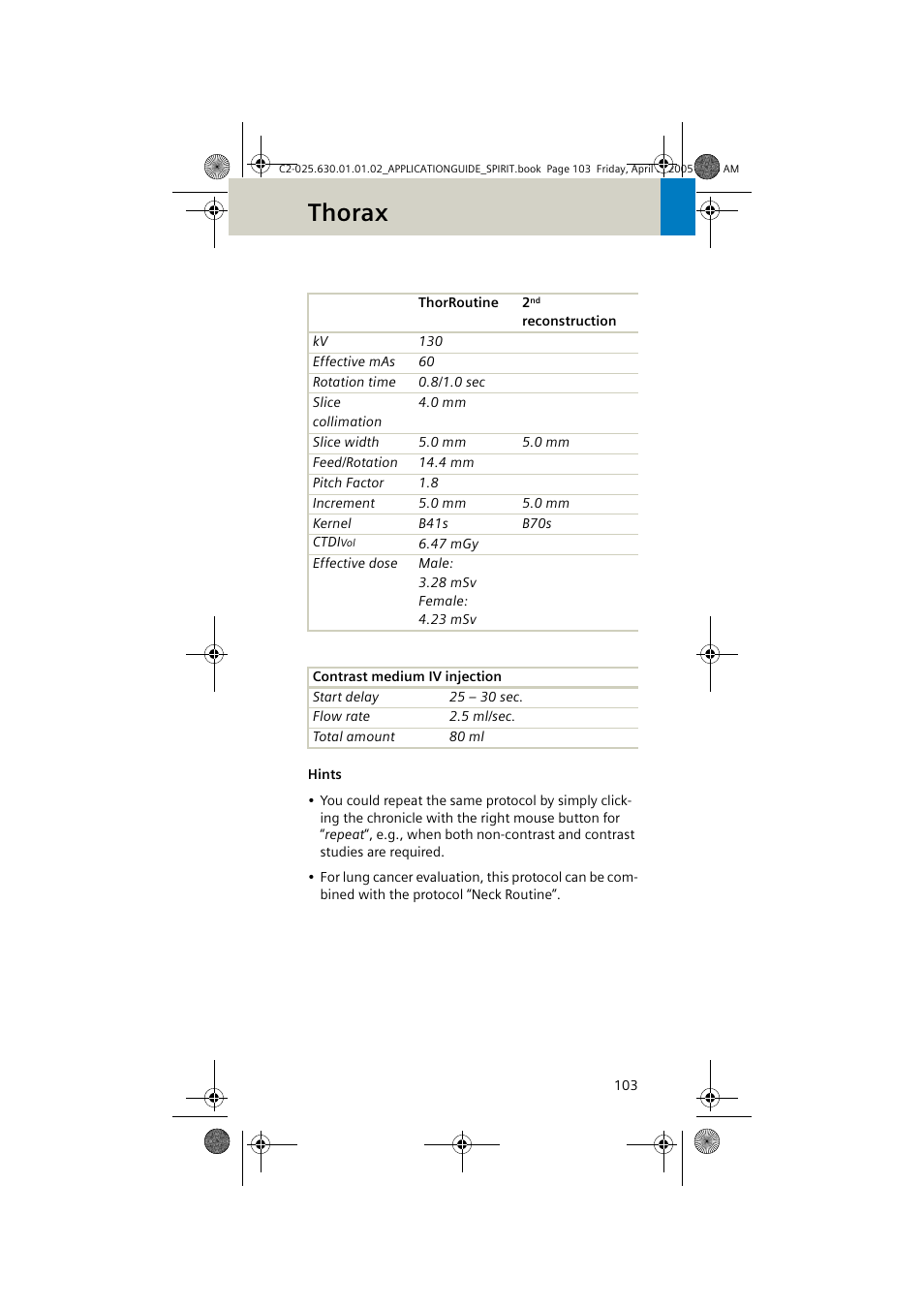 Thorax | Siemens syngo CT 2005C User Manual | Page 103 / 321