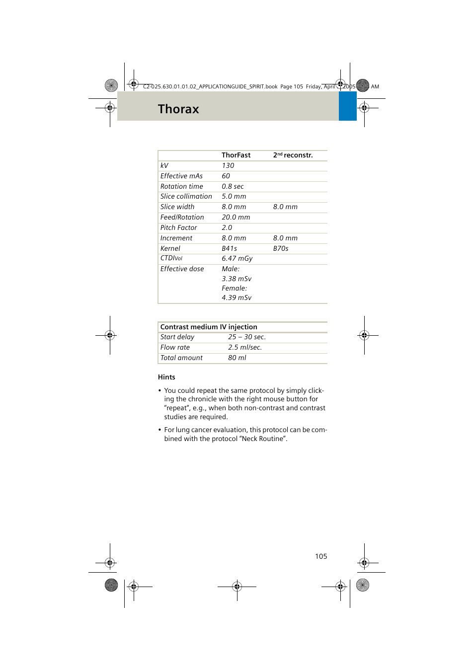 Thorax | Siemens syngo CT 2005C User Manual | Page 105 / 321