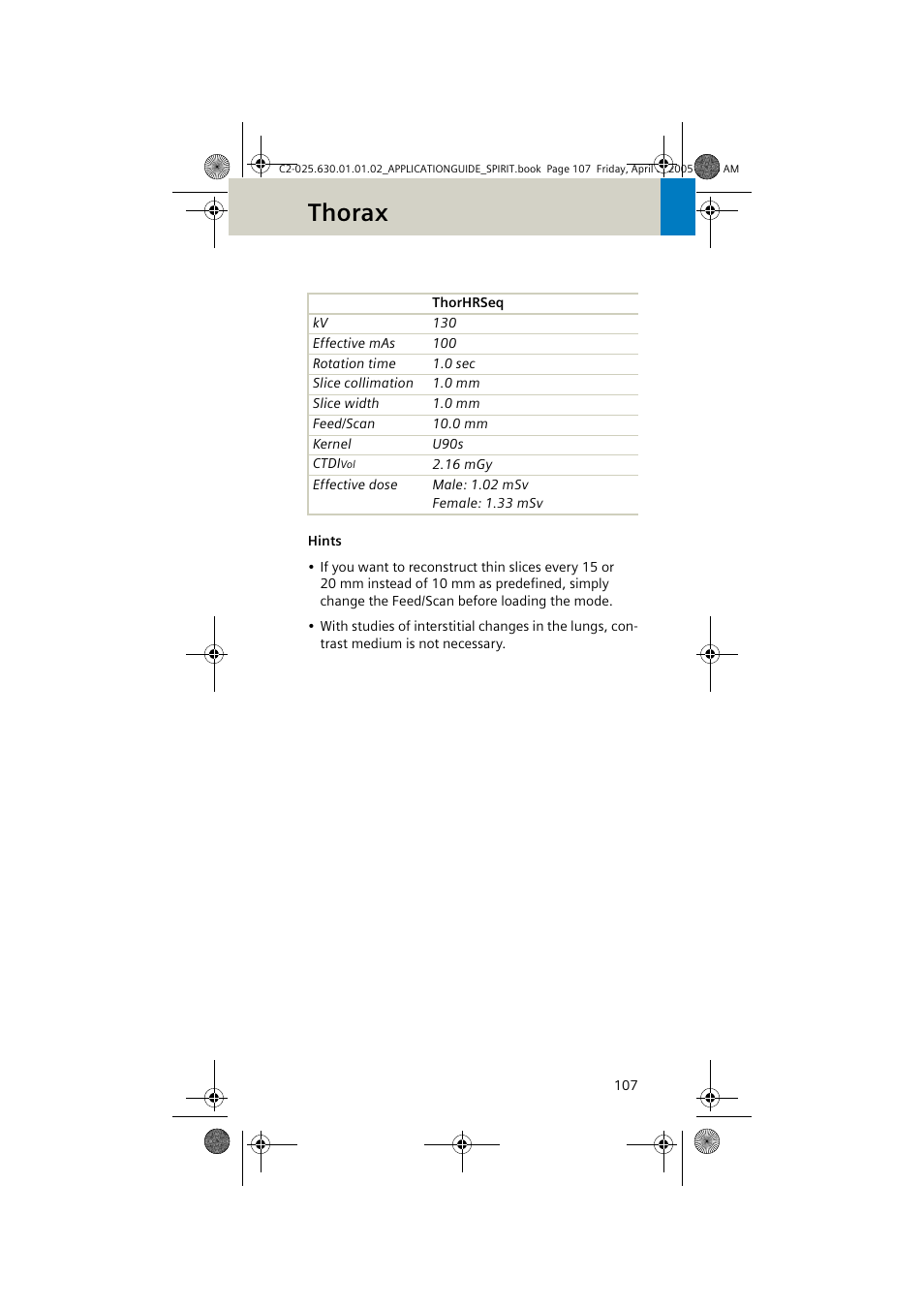 Thorax | Siemens syngo CT 2005C User Manual | Page 107 / 321