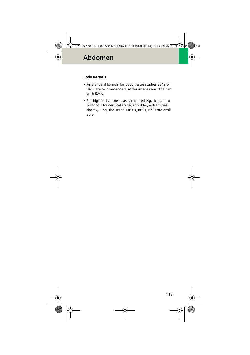 Body kernels, Abdomen | Siemens syngo CT 2005C User Manual | Page 113 / 321