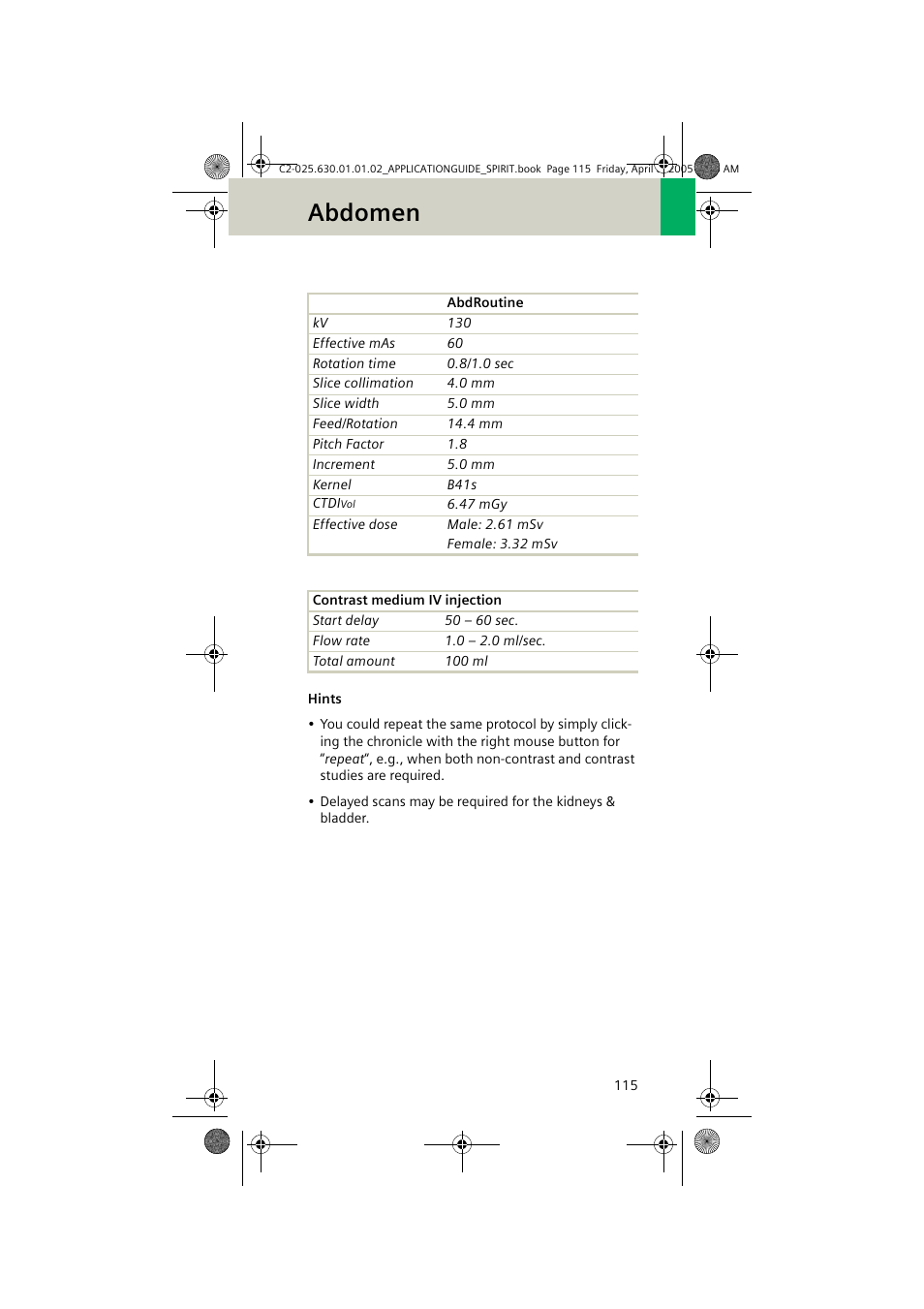 Abdomen | Siemens syngo CT 2005C User Manual | Page 115 / 321