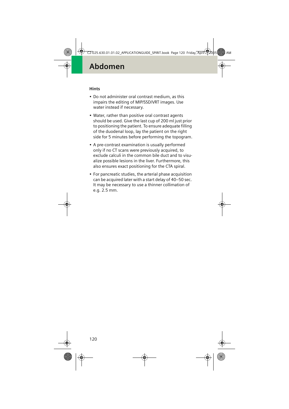 Abdomen | Siemens syngo CT 2005C User Manual | Page 120 / 321