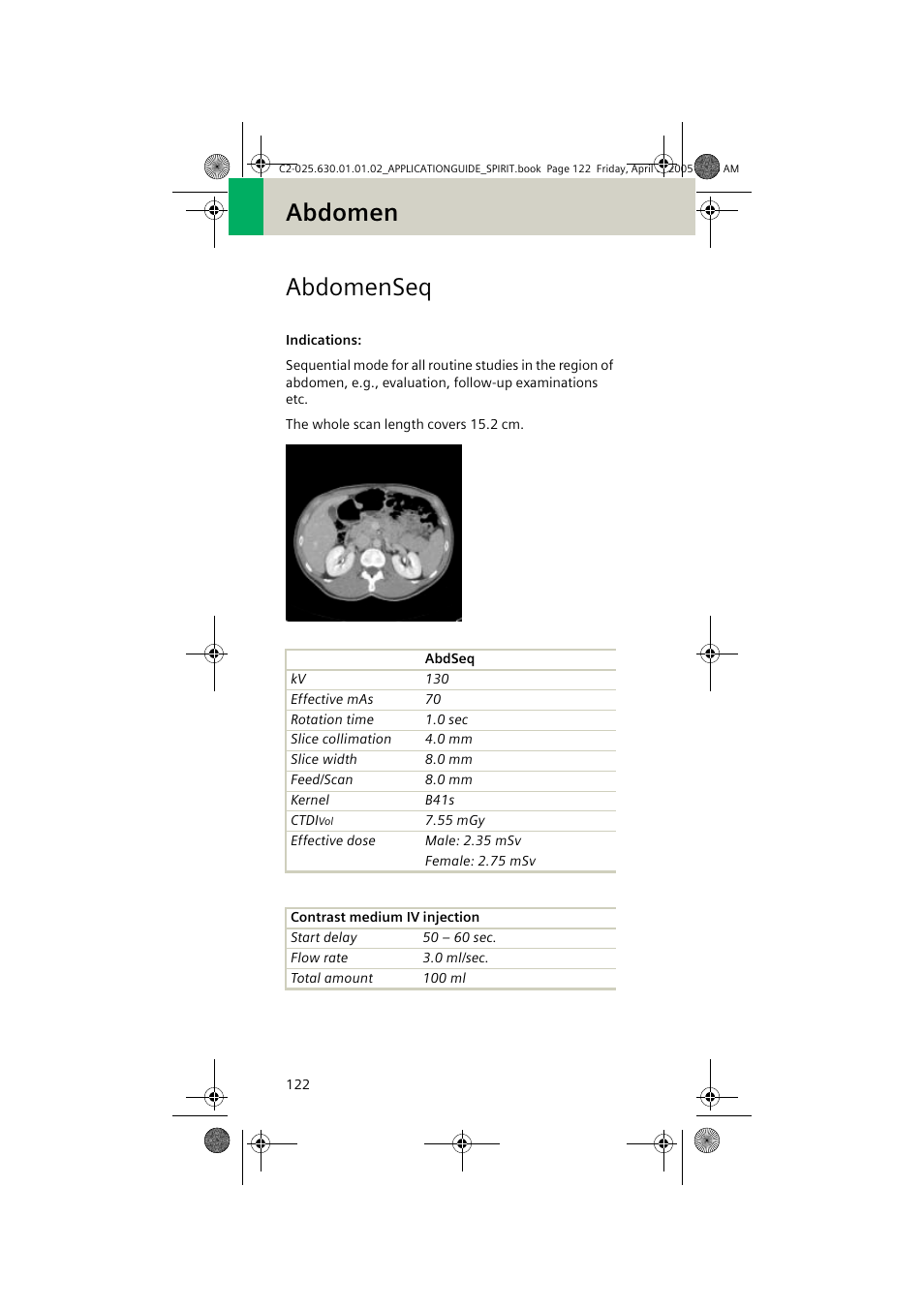 Abdomenseq, Abdomen abdomenseq | Siemens syngo CT 2005C User Manual | Page 122 / 321