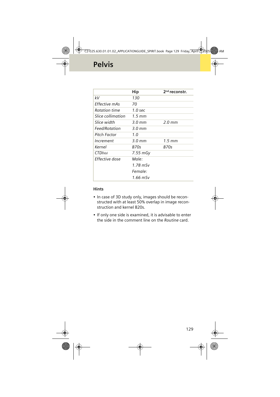 Pelvis | Siemens syngo CT 2005C User Manual | Page 129 / 321