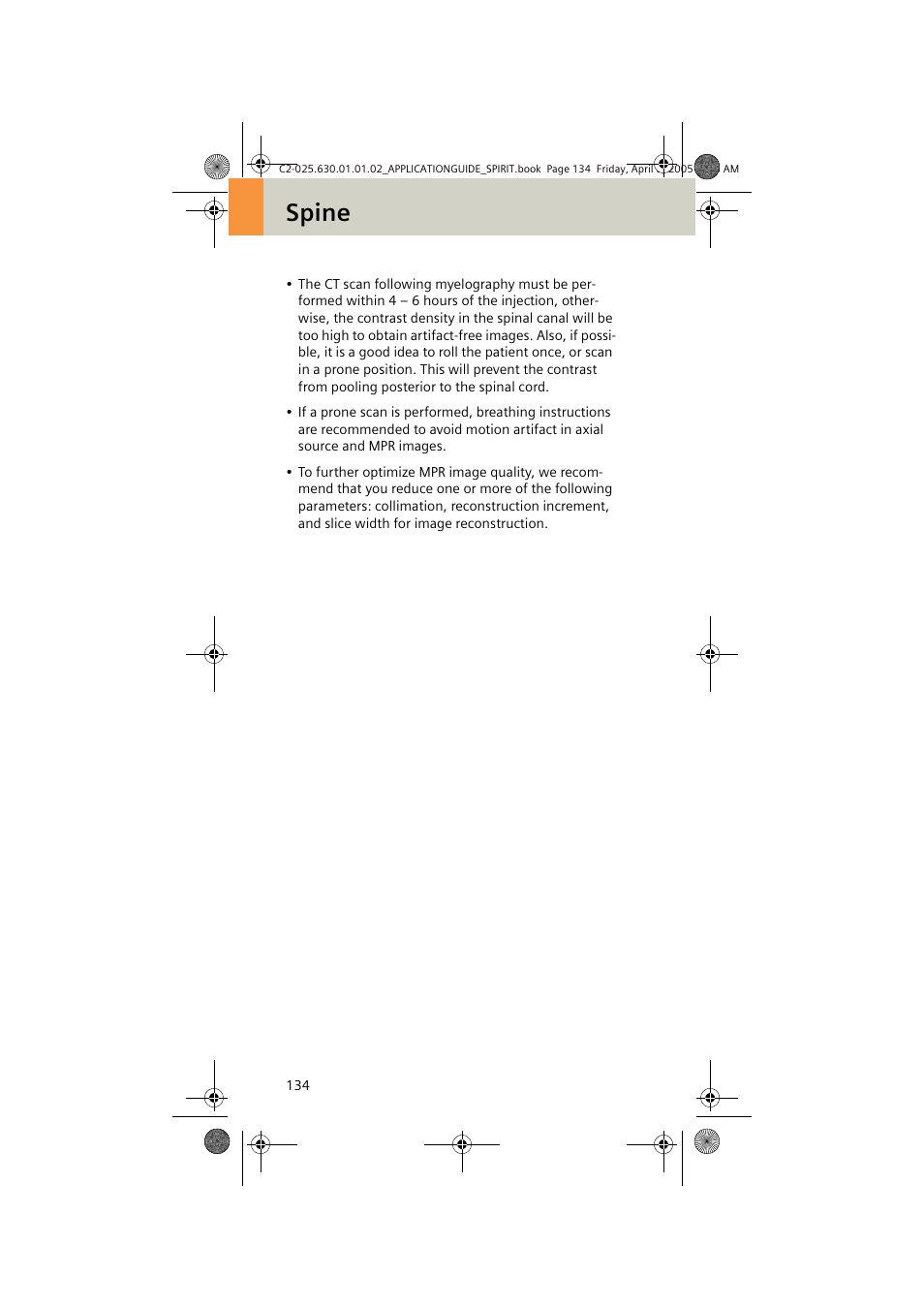 Spine | Siemens syngo CT 2005C User Manual | Page 134 / 321