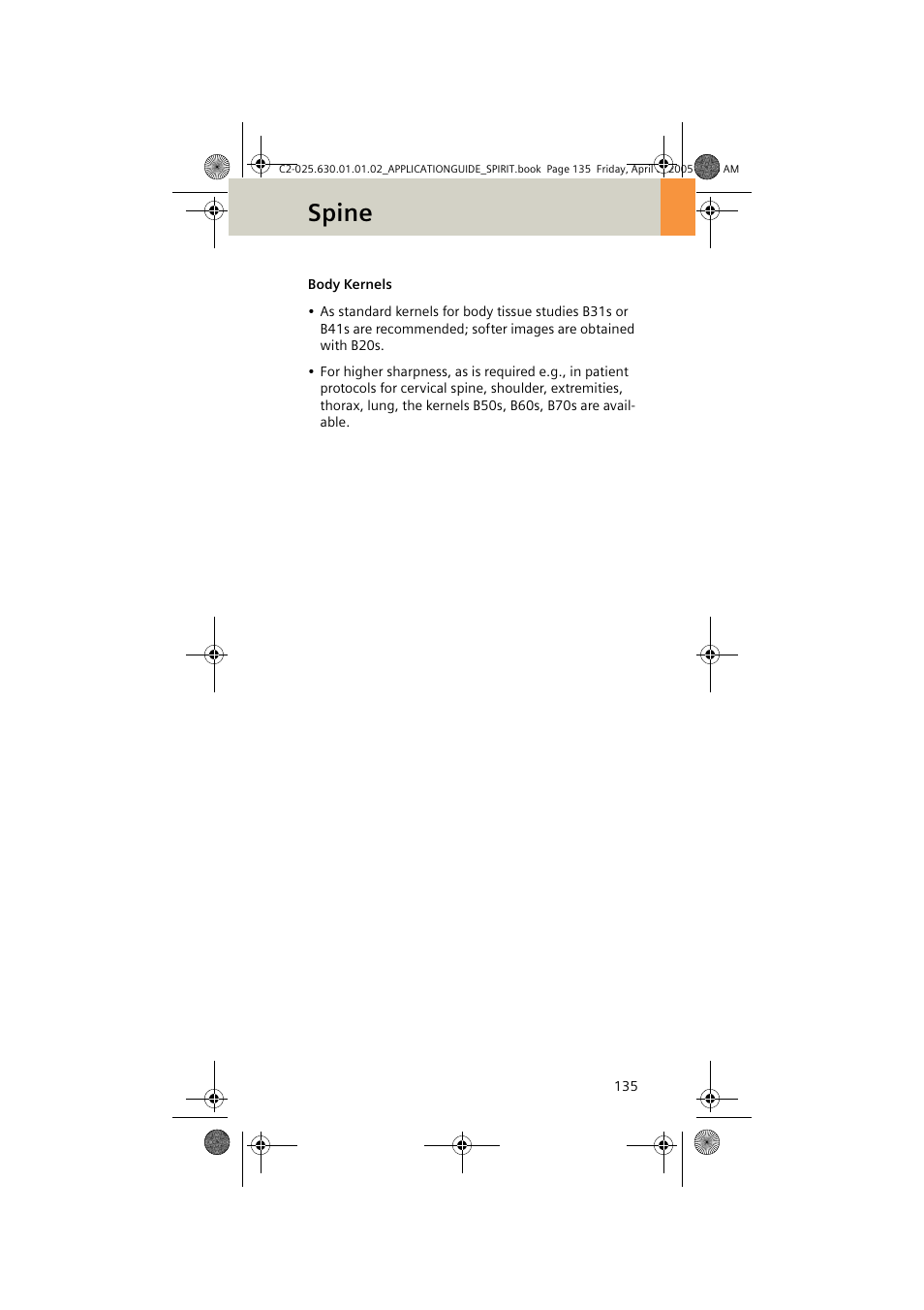 Body kernels, Spine | Siemens syngo CT 2005C User Manual | Page 135 / 321