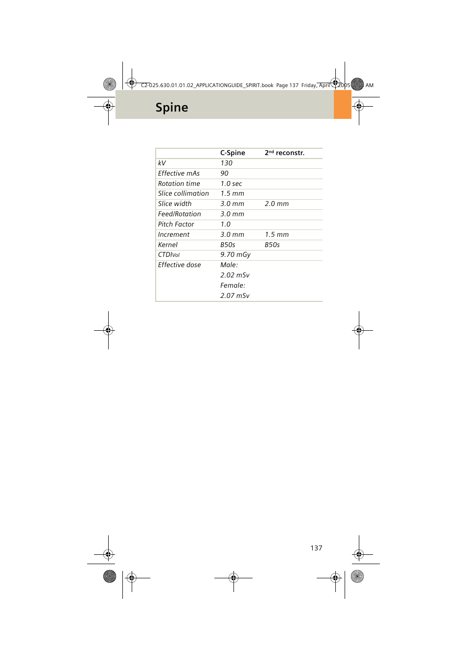 Spine | Siemens syngo CT 2005C User Manual | Page 137 / 321