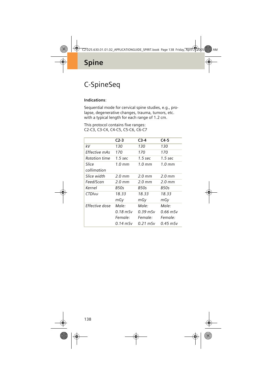 C-spineseq, Spine c-spineseq | Siemens syngo CT 2005C User Manual | Page 138 / 321