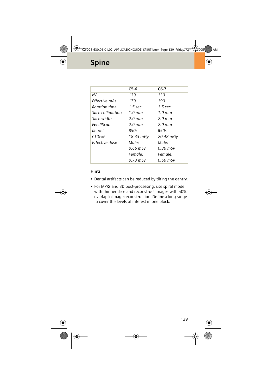 Spine | Siemens syngo CT 2005C User Manual | Page 139 / 321