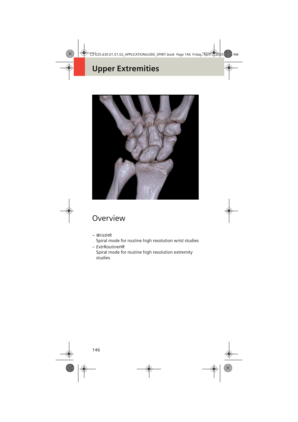 Upper extremities, Overview, Upper extremities overview | Siemens syngo CT 2005C User Manual | Page 146 / 321