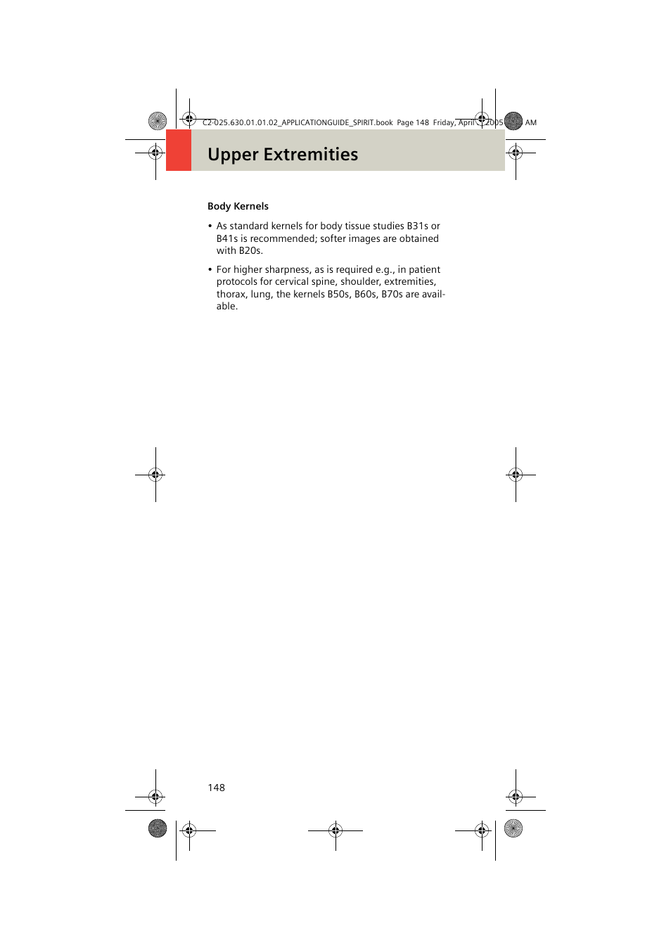 Body kernels, Upper extremities | Siemens syngo CT 2005C User Manual | Page 148 / 321