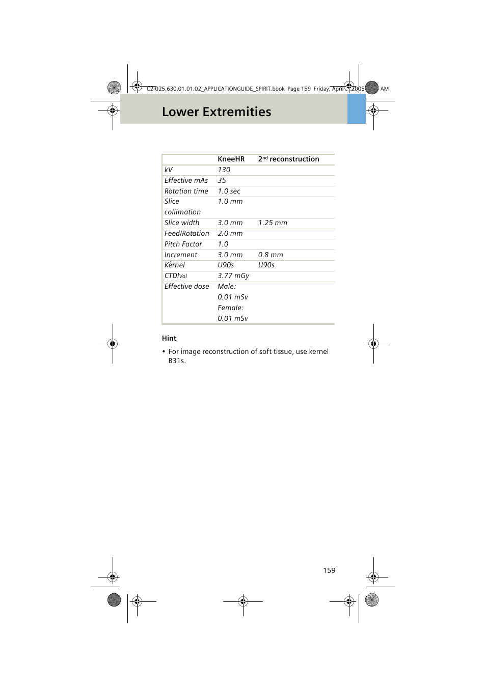 Lower extremities | Siemens syngo CT 2005C User Manual | Page 159 / 321