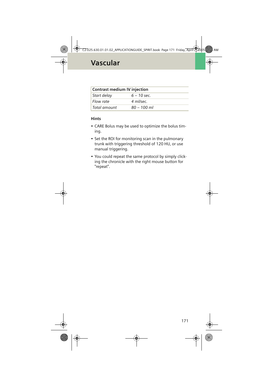 Vascular | Siemens syngo CT 2005C User Manual | Page 171 / 321