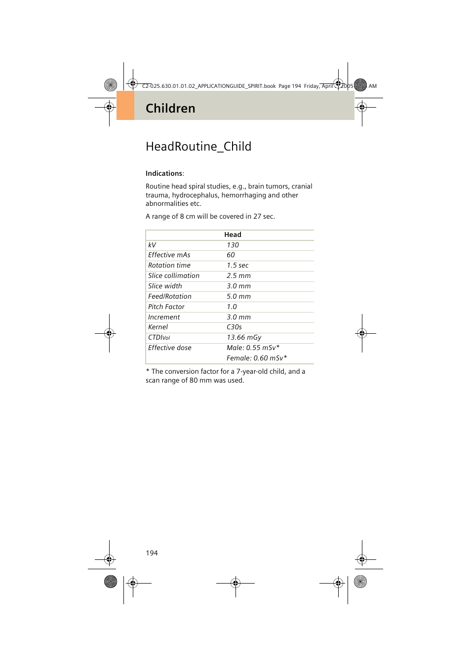 Headroutine_child, Children headroutine_child | Siemens syngo CT 2005C User Manual | Page 194 / 321