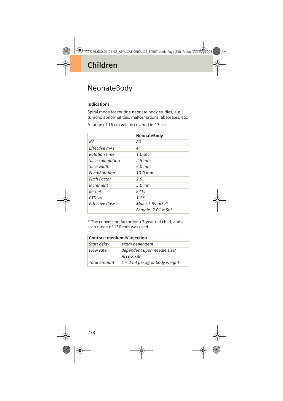 Neonatebody, Children neonatebody | Siemens syngo CT 2005C User Manual | Page 238 / 321