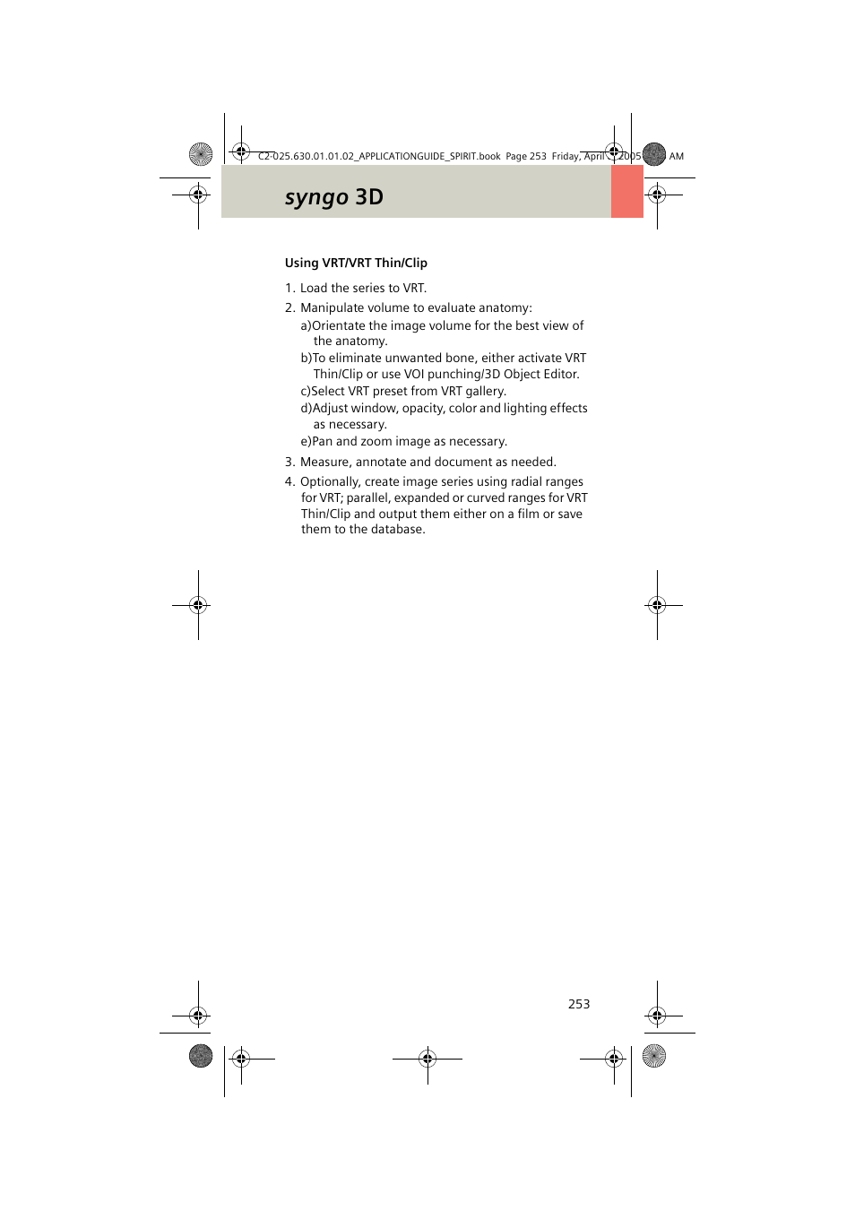 Using vrt/vrt thin/clip, Syngo 3d | Siemens syngo CT 2005C User Manual | Page 253 / 321