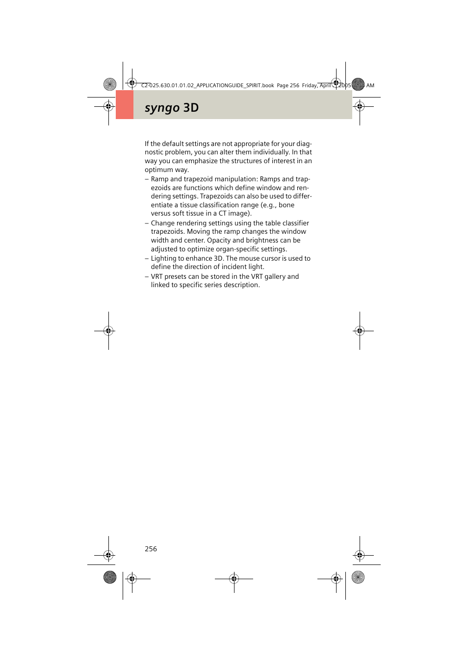 Syngo 3d | Siemens syngo CT 2005C User Manual | Page 256 / 321