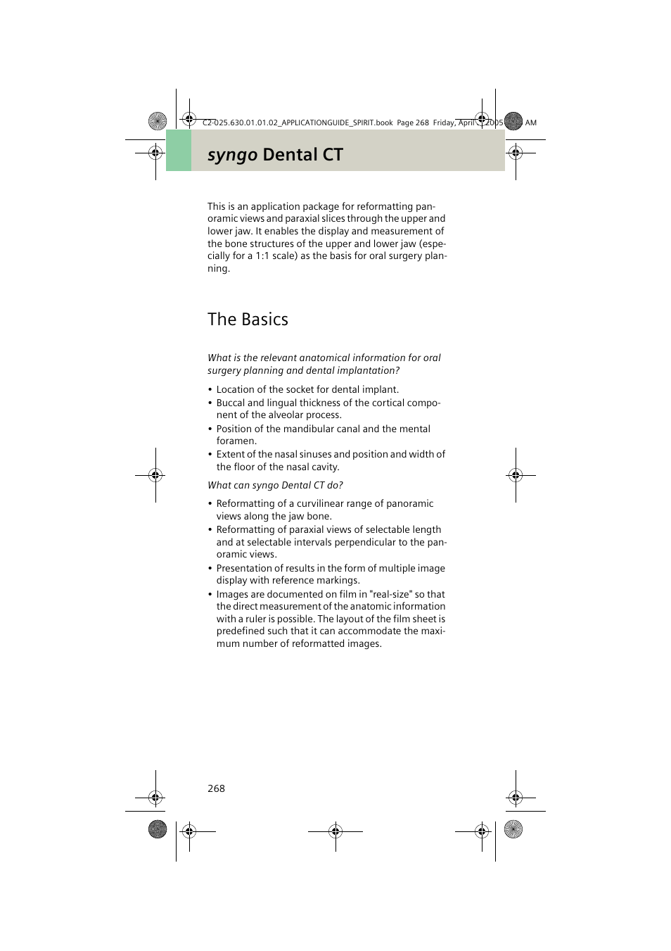 Syngo dental ct, The basics | Siemens syngo CT 2005C User Manual | Page 268 / 321