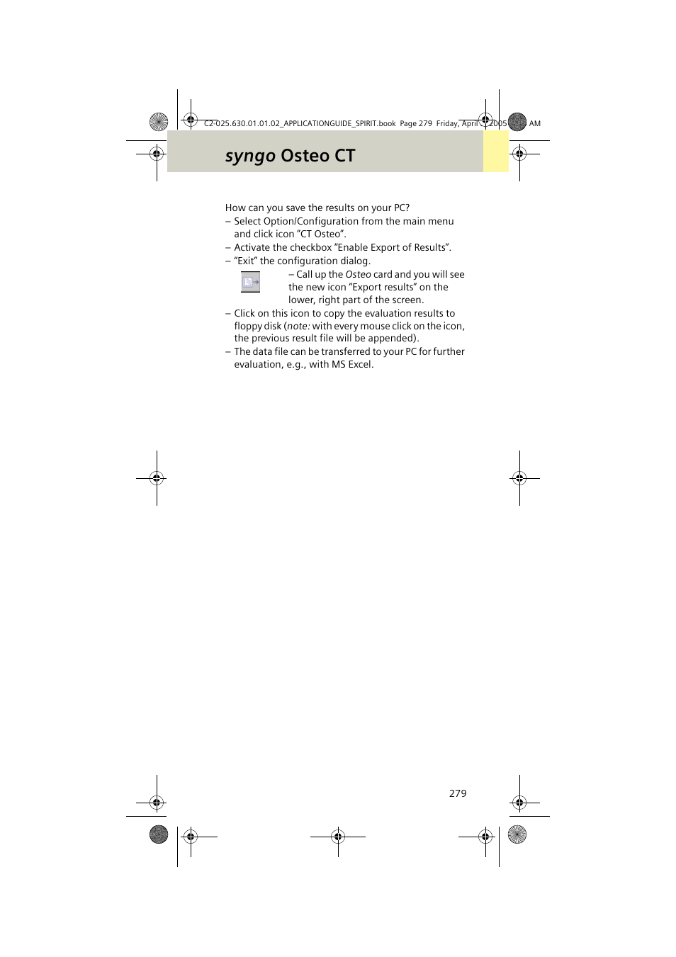 Syngo osteo ct | Siemens syngo CT 2005C User Manual | Page 279 / 321