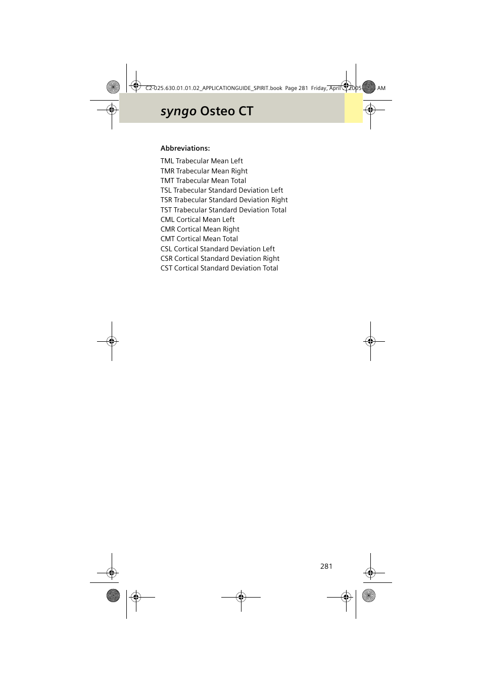 Syngo osteo ct | Siemens syngo CT 2005C User Manual | Page 281 / 321
