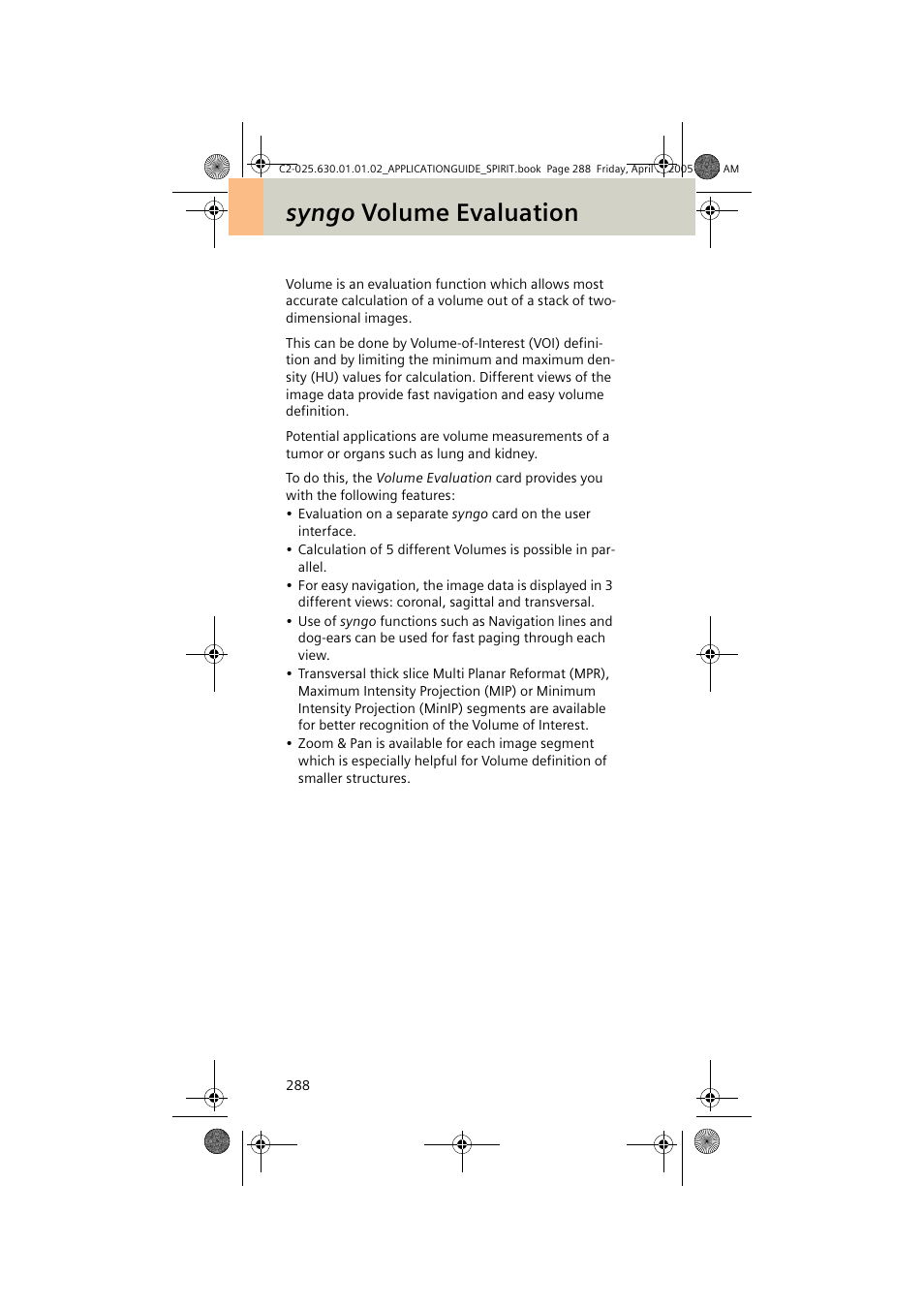 Syngo volume evaluation | Siemens syngo CT 2005C User Manual | Page 288 / 321