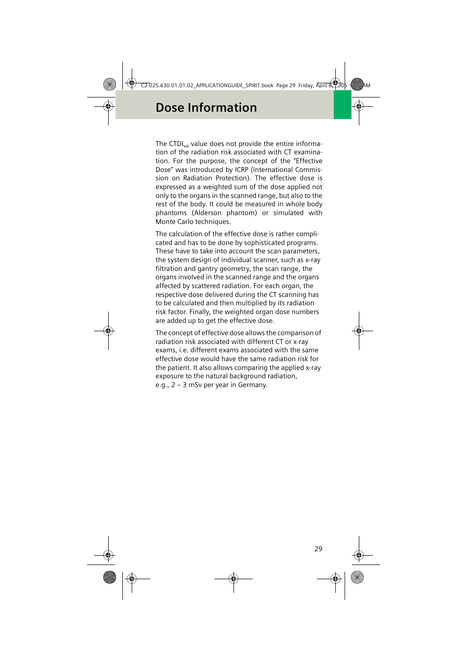 Dose information | Siemens syngo CT 2005C User Manual | Page 29 / 321