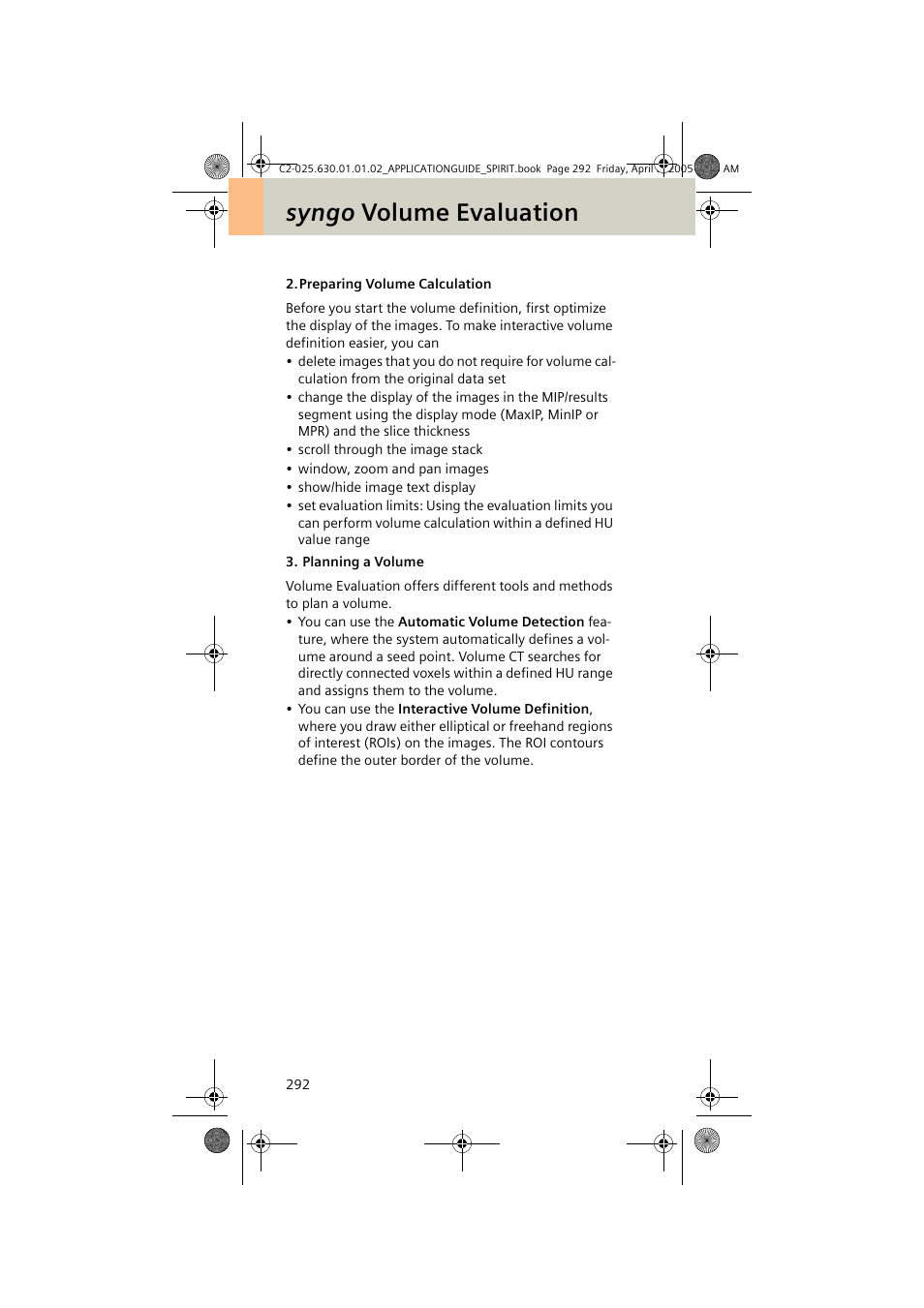 Syngo volume evaluation | Siemens syngo CT 2005C User Manual | Page 292 / 321