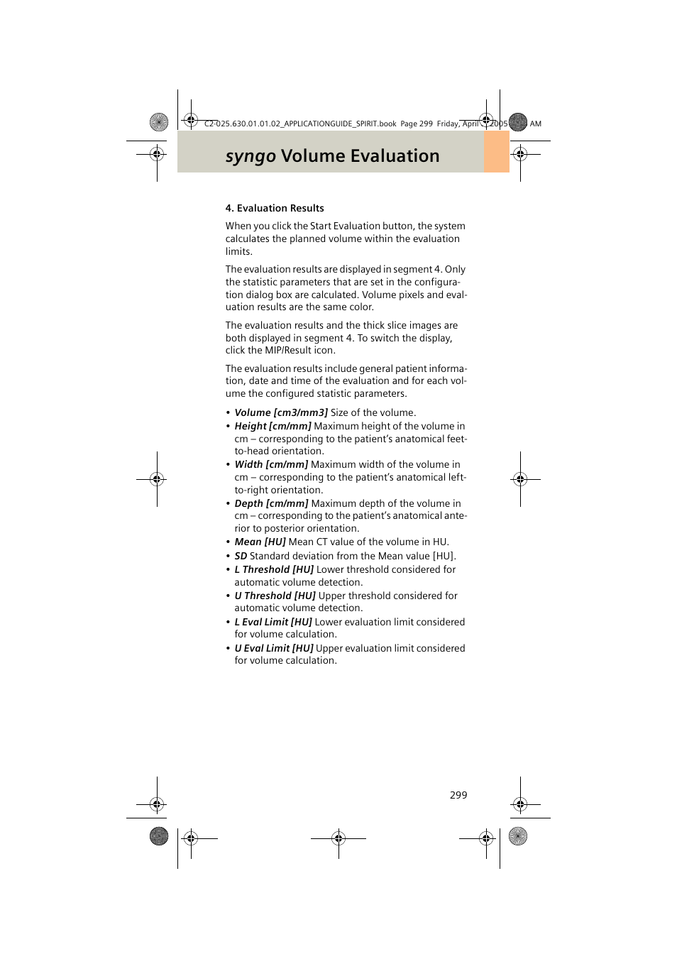Syngo volume evaluation | Siemens syngo CT 2005C User Manual | Page 299 / 321