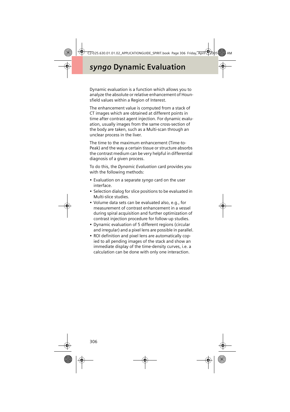 Syngo dynamic evaluation | Siemens syngo CT 2005C User Manual | Page 306 / 321