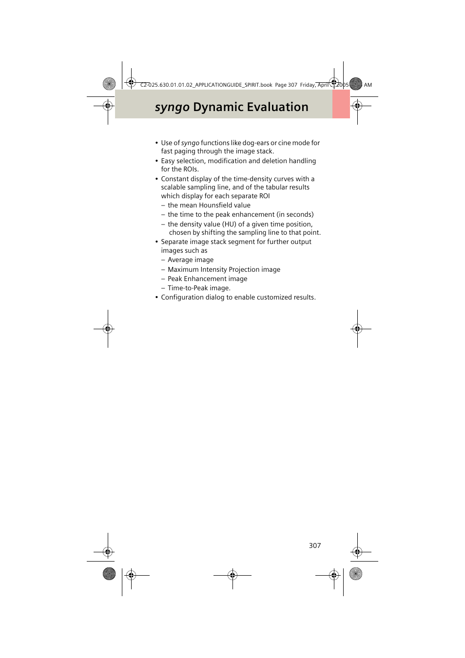 Syngo dynamic evaluation | Siemens syngo CT 2005C User Manual | Page 307 / 321