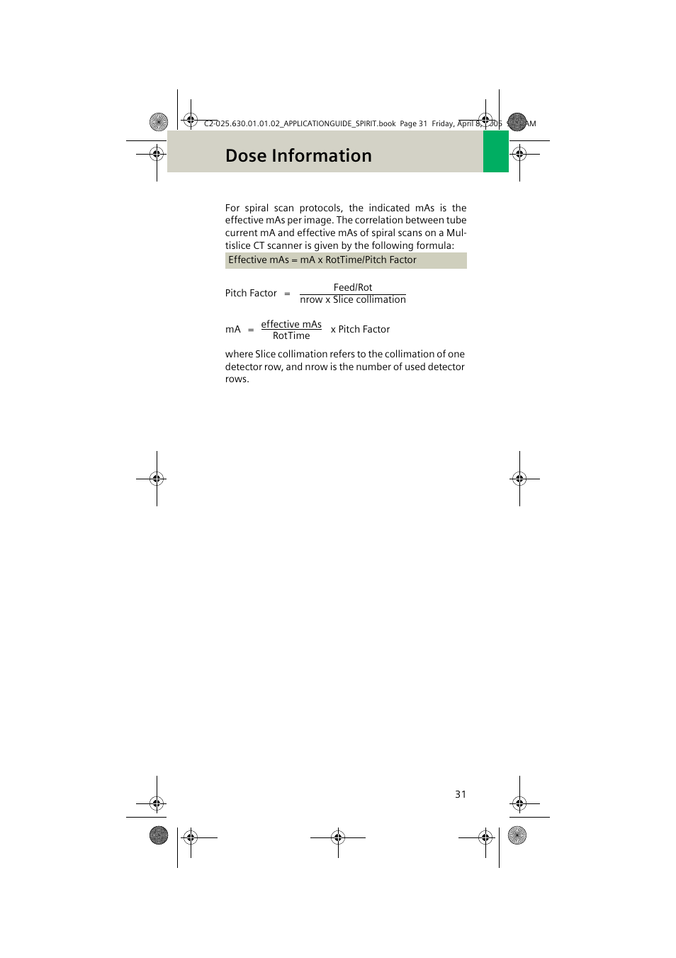 Dose information | Siemens syngo CT 2005C User Manual | Page 31 / 321