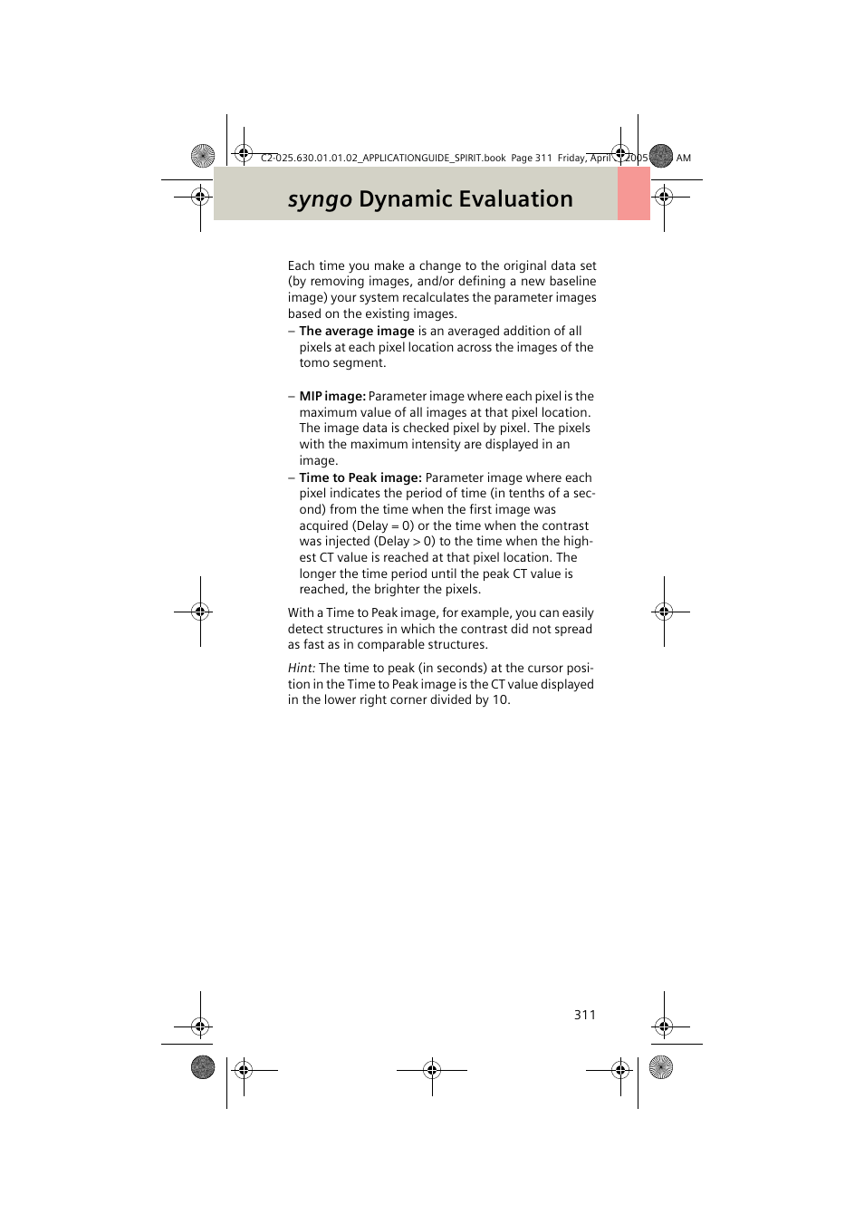 Syngo dynamic evaluation | Siemens syngo CT 2005C User Manual | Page 311 / 321