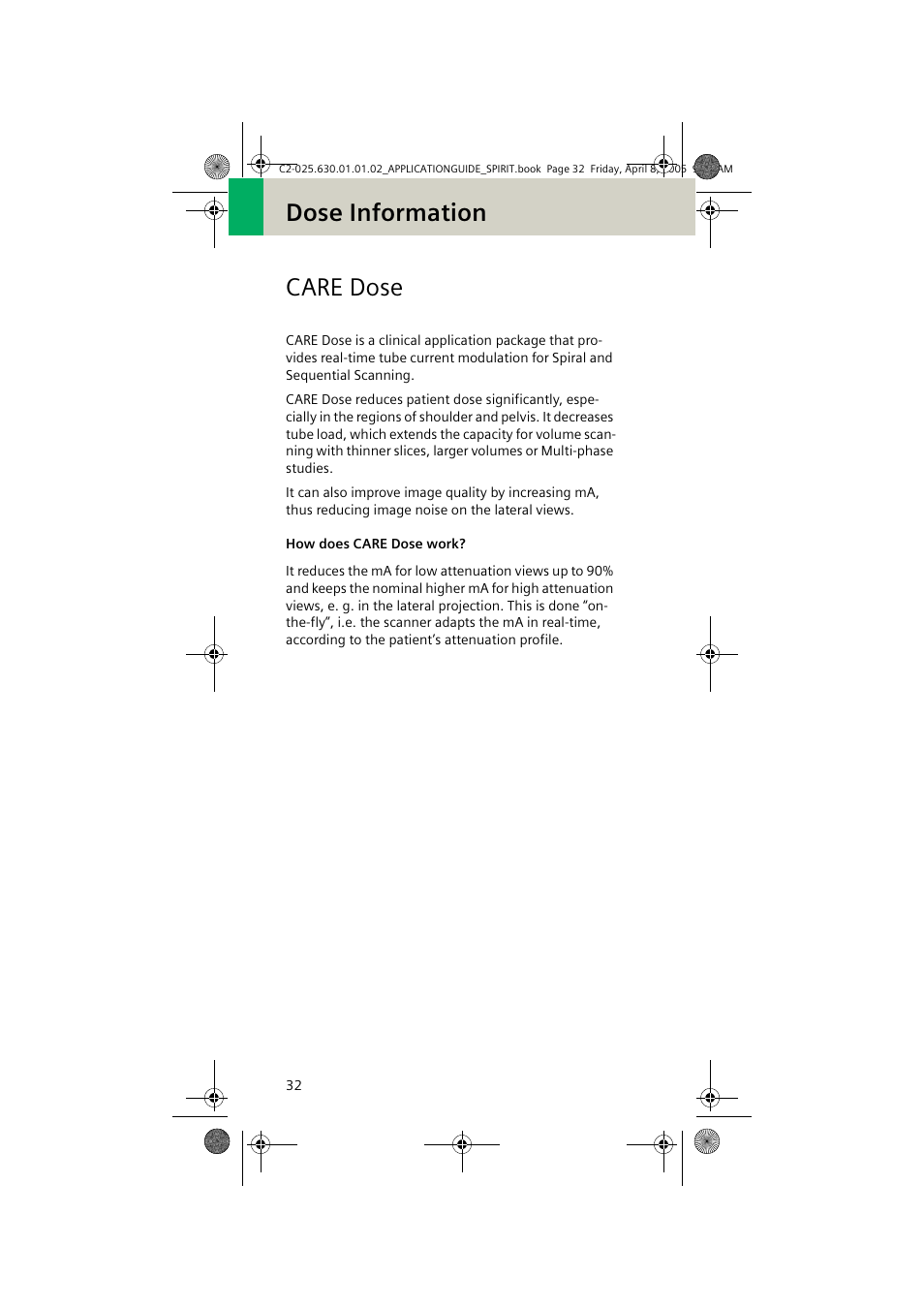 Care dose, How does care dose work, Dose information care dose | Siemens syngo CT 2005C User Manual | Page 32 / 321