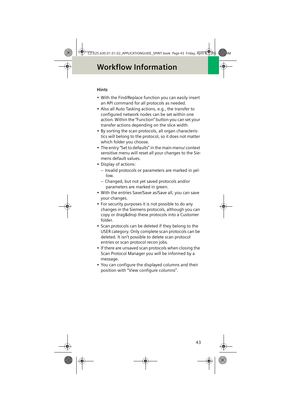 Workflow information | Siemens syngo CT 2005C User Manual | Page 43 / 321