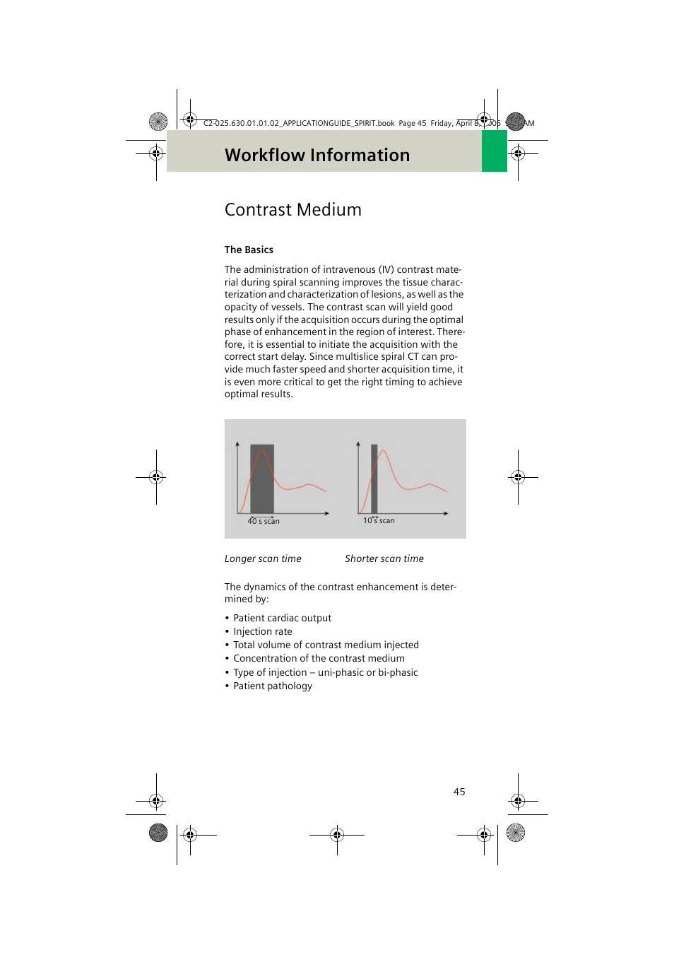 Contrast medium, The basics, Workflow information | Siemens syngo CT 2005C User Manual | Page 45 / 321