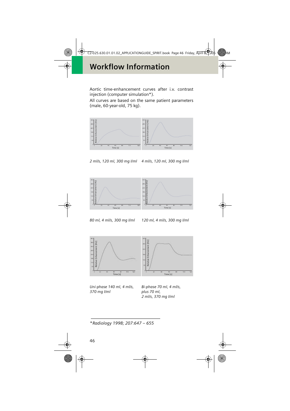 Workflow information, Plus 70 ml, 2 ml/s, 370 mg i/ml | Siemens syngo CT 2005C User Manual | Page 46 / 321