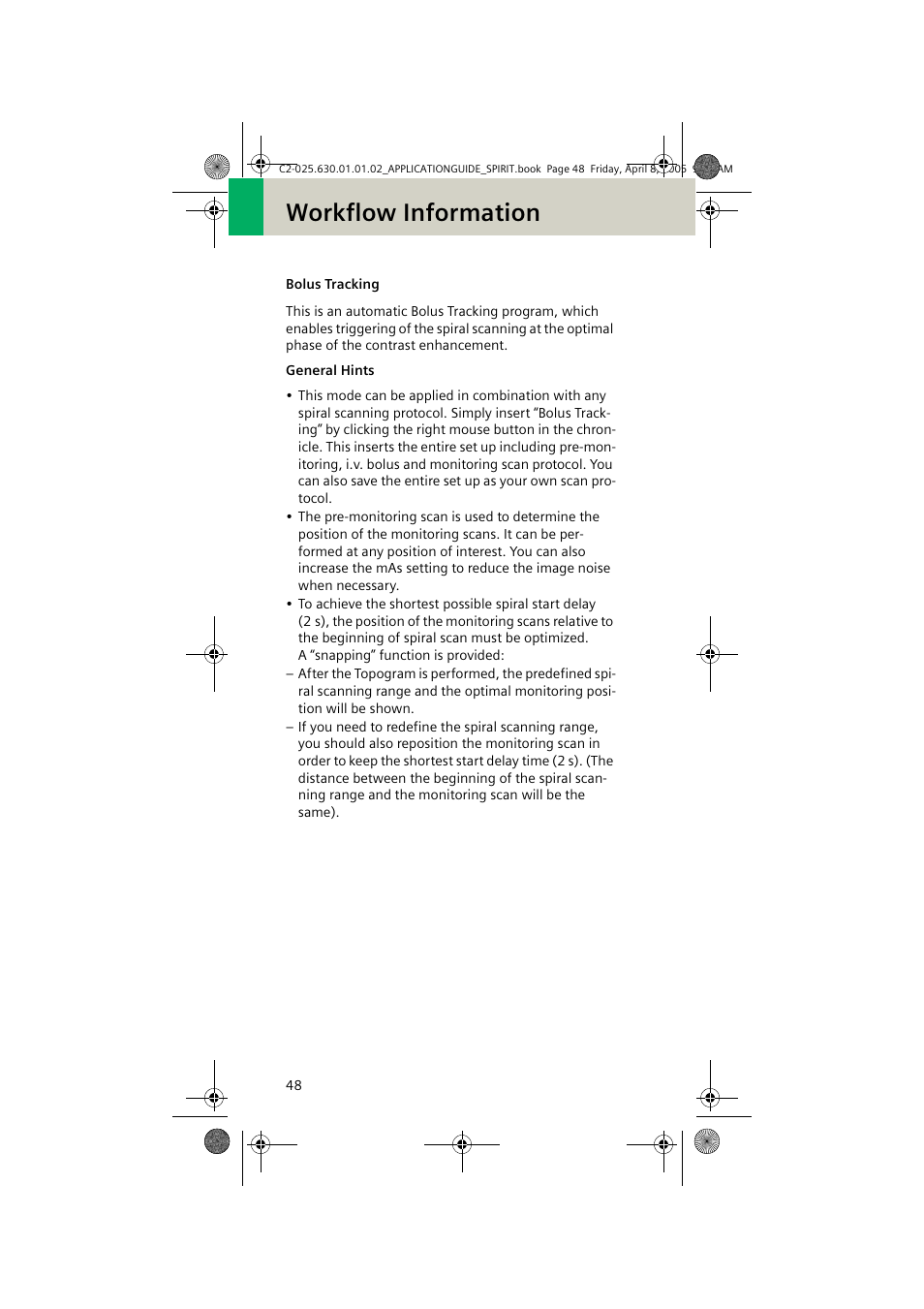 Bolus tracking, Workflow information | Siemens syngo CT 2005C User Manual | Page 48 / 321