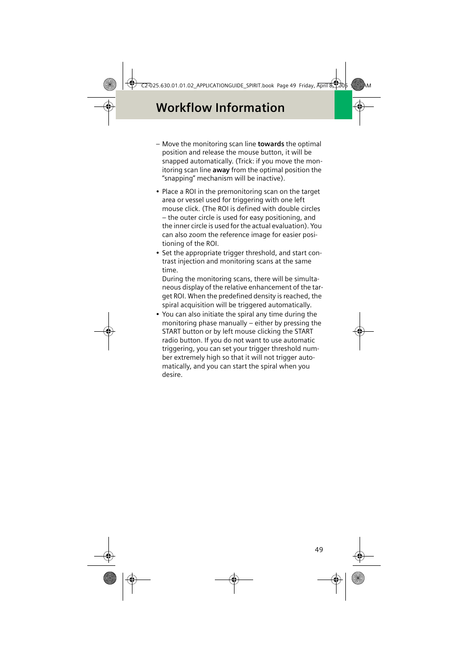 Workflow information | Siemens syngo CT 2005C User Manual | Page 49 / 321