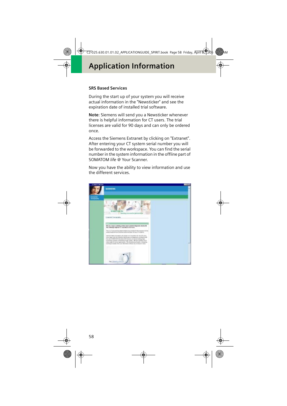 Srs based services, Application information | Siemens syngo CT 2005C User Manual | Page 58 / 321