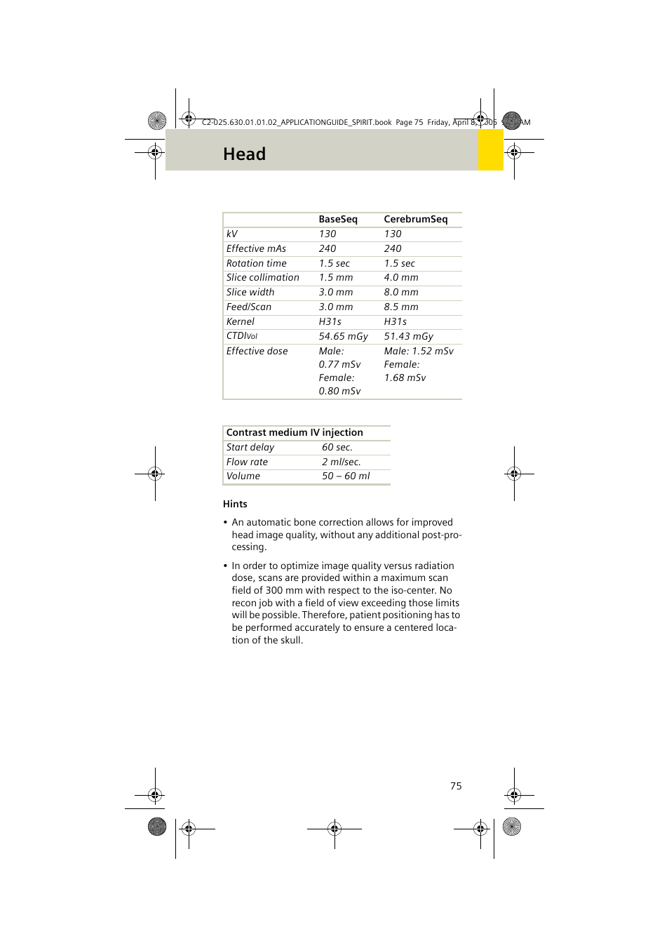 Head | Siemens syngo CT 2005C User Manual | Page 75 / 321