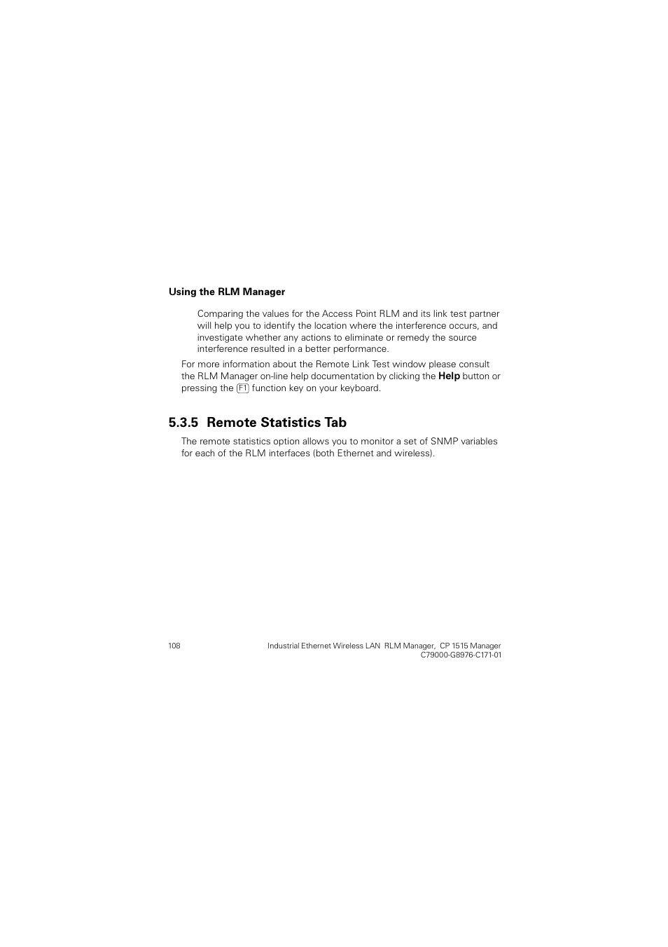 5 remote statistics tab, Remote statistics tab, 5hprwh 6wdwlvwlfv 7de | Siemens CP 1515 User Manual | Page 108 / 299