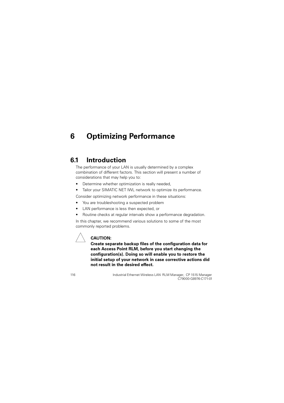 6 optimizing performance, 1 introduction, 2swlpl]lqj 3huirupdqfh | Introduction, 6 “optimizing performance, Qwurgxfwlrq | Siemens CP 1515 User Manual | Page 116 / 299