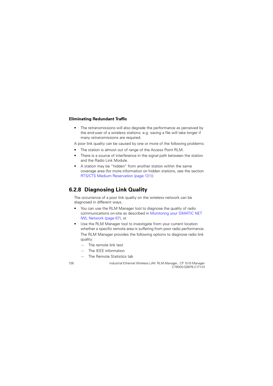 8 diagnosing link quality, Diagnosing link quality, Ldjqrvlqj /lqn 4xdolw | Siemens CP 1515 User Manual | Page 126 / 299