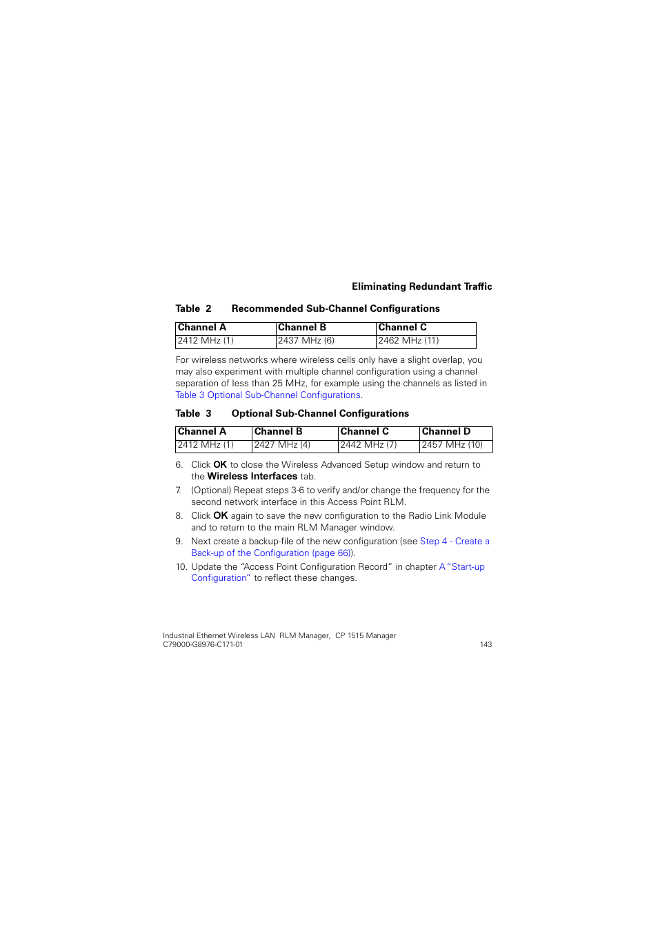 Table, 2 recommended sub-channel configurations | Siemens CP 1515 User Manual | Page 143 / 299