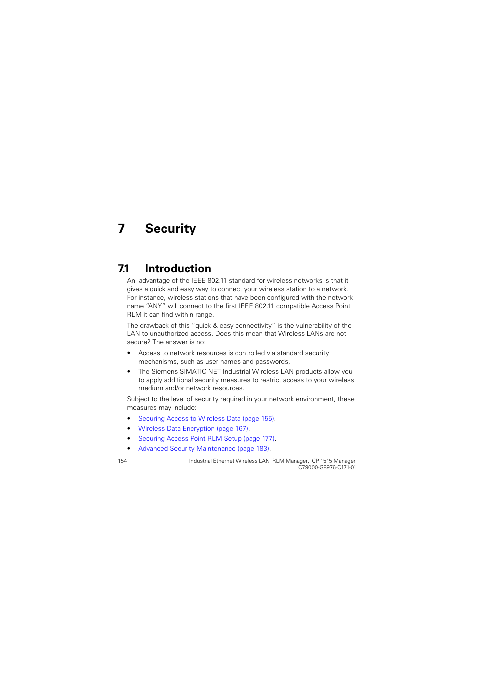 7 security, 1 introduction, 6hfxulw | Introduction, 7 “security, Qwurgxfwlrq | Siemens CP 1515 User Manual | Page 154 / 299