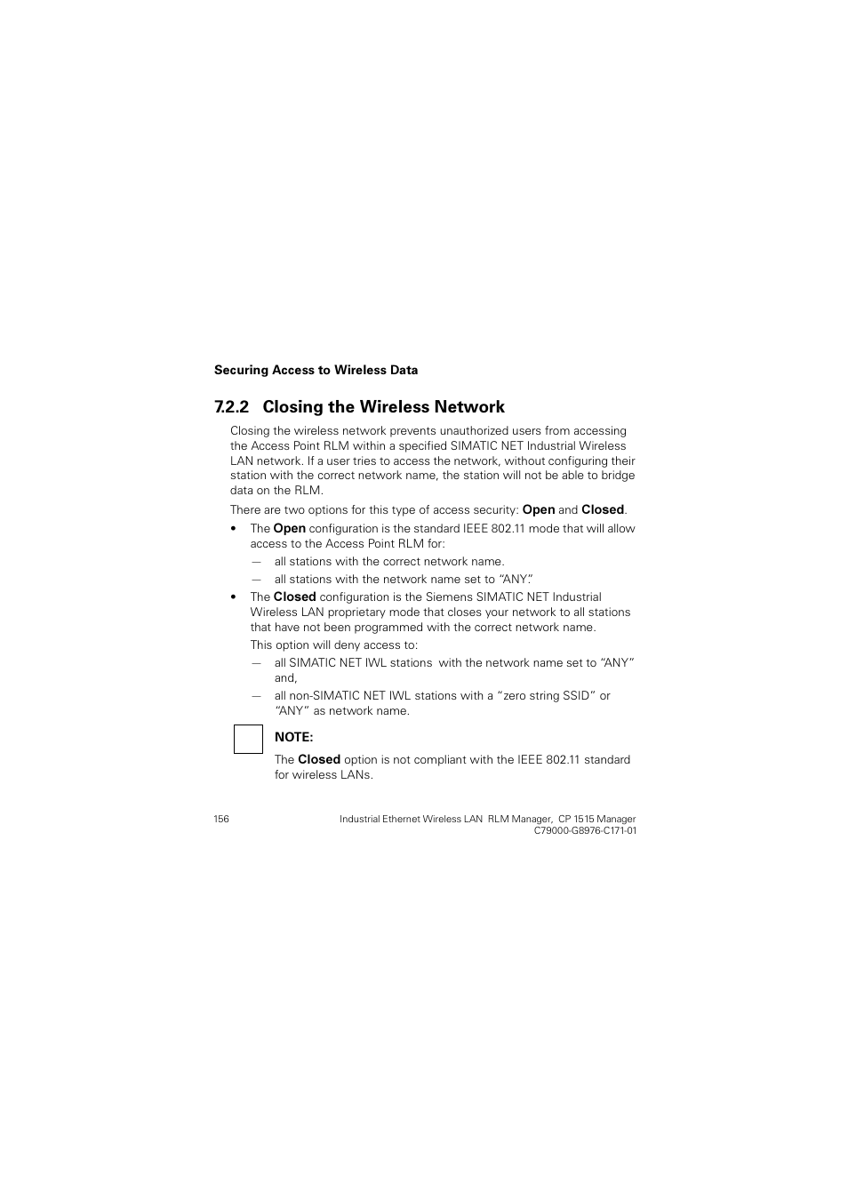 2 closing the wireless network, Closing the wireless network, Orvlqj wkh :luhohvv 1hwzrun | Siemens CP 1515 User Manual | Page 156 / 299