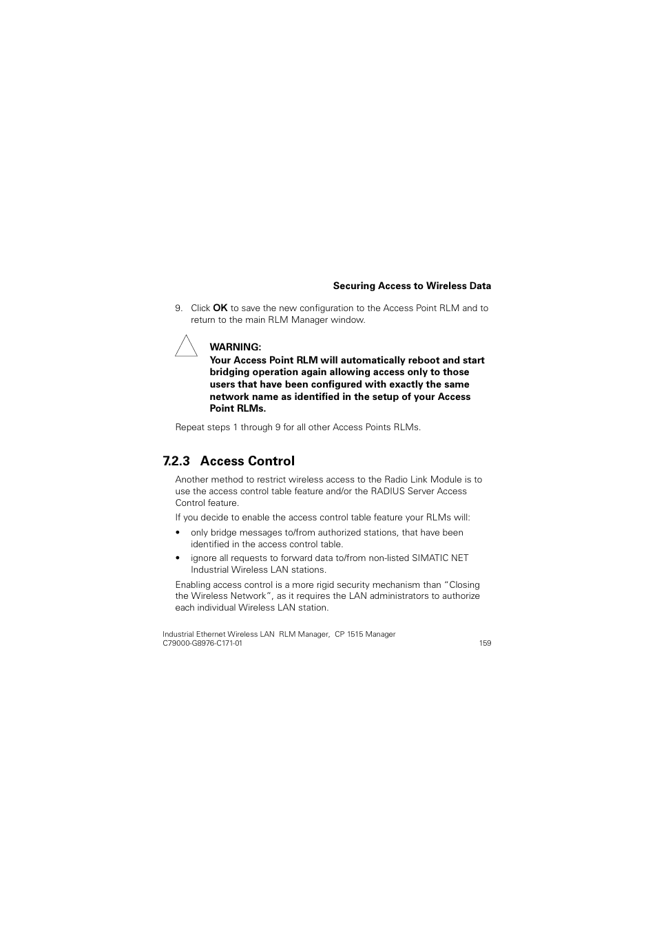 3 access control, Access control, Ffhvv &rqwuro | Siemens CP 1515 User Manual | Page 159 / 299