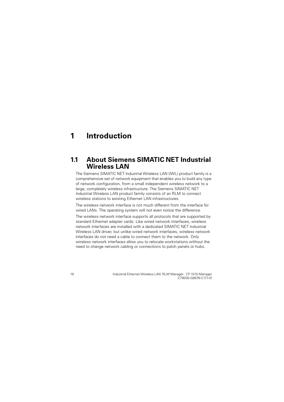 1 introduction, Qwurgxfwlrq, About siemens simatic net industrial wireless lan | Siemens CP 1515 User Manual | Page 16 / 299