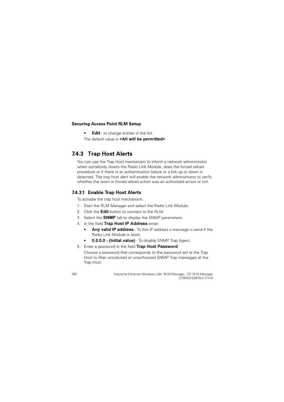 3 trap host alerts, Trap host alerts, 7uds +rvw $ohuwv | Siemens CP 1515 User Manual | Page 180 / 299