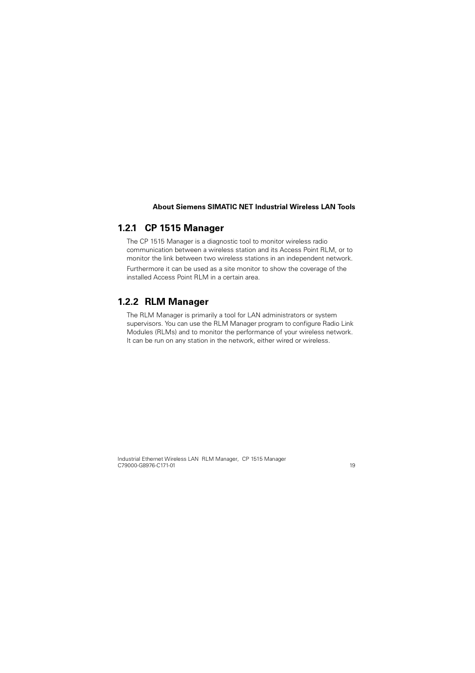 1 cp 1515 manager, 2 rlm manager, Cp 1515 manager | Rlm manager, 3  0dqdjhu, 5/0 0dqdjhu | Siemens CP 1515 User Manual | Page 19 / 299